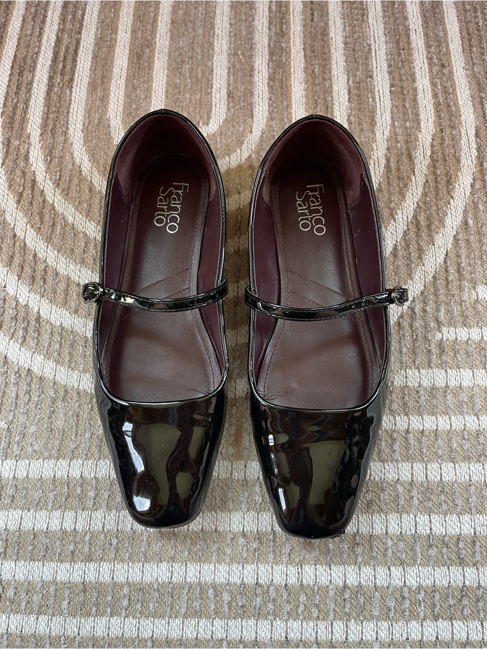 Franco Sarto Black Patent Mary Jane Flats